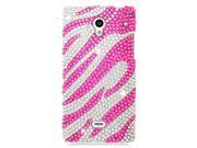 Sharp Aqous Crystal 306SH Hard Case Cover Zebra Hot Pink White w Full Rhinestones