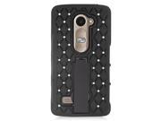 LG Leon C40 Hard Cover and Silicone Protective Case Hybrid Black Black Symbiosis Stand With Some Rhinestones New