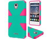 Alcatel OneTouch POP Astro Hard Cover and Silicone Protective Case Hybrid Triad Triangle Teal Hot Pink