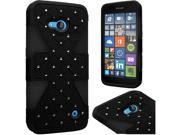 Microsoft Nokia Lumia 640 Hard Cover and Silicone Protective Case Hybrid Triad Triangle Black Black Some Rhinestones