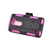 LG Leon C40 Hard Cover and Silicone Protective Case Hybrid Robot Black Hot Pink Stand With Holster