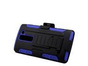 LG Spirit H443 Hard Cover and Silicone Protective Case Hybrid Robot Black Blue Stand With Holster