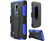 LG Leon C40 Hard Cover and Silicone Protective Case Hybrid Robot Black Blue Stand With Holster