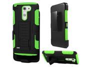 LG G3 Stylus D690 Hard Cover and Silicone Protective Case Hybrid Robot Black Neon Green Stand With Holster