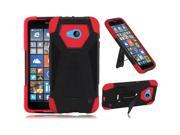 Microsoft Nokia Lumia 640 Hard Cover and Silicone Protective Case Hybrid Black Red Transformer With Stand