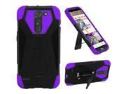 LG G3 Stylus D690 Hard Cover and Silicone Protective Case Hybrid Black Purple Transformer With Stand