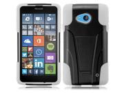Microsoft Nokia Lumia 640 Hard Cover and Silicone Protective Case Hybrid Black White w Y Stand