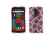 Motorola Moto X 2nd Generation 2014 Hard Case Cover Hot Pink Dog Paw Full Rhinestones