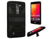 LG G4c Mini Compact H525N Hard Cover and Silicone Protective Case Hybrid Triangle Black Black With U Stand