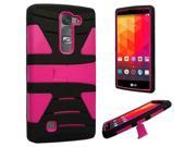 LG G4c Mini Compact H525N Hard Cover and Silicone Protective Case Hybrid Triangle Black Hot Pink With U Stand
