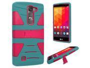LG G4c Mini Compact H525N Hard Cover and Silicone Protective Case Hybrid Triangle Teal Hot Pink With U Stand