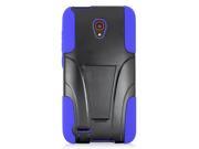 Alcatel OneTouch Conquest 7046T Hard Cover and Silicone Protective Case Hybrid Black Blue w Y Stand