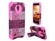Alcatel OneTouch Conquest 7046T Hard Cover and Silicone Protective Case Hybrid Pink Exotic Skins Hot Pink Transformer With Stand