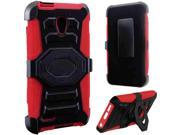 Alcatel OneTouch Conquest 7046T Hard Cover and Silicone Protective Case Hybrid Black Red Turbo Stand With Holster