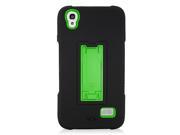 Huawei SnapTo LTE G620 Pronto H891L Hard Cover and Silicone Protective Case Hybrid Black Green Dual With Vertical Stand
