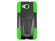 Kyocera Hydro Wave C6740 Hard Cover and Silicone Protective Case Hybrid Black Green w Y Stand