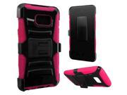 Samsung Galaxy S6 Edge Plus G928 Hard Cover and Silicone Protective Case Hybrid Black Hot Pink Curve Stand w Holster