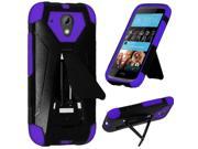 HTC Desire 520 Hard Cover and Silicone Protective Case Hybrid Black Purple Transformer With Stand