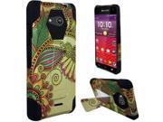 Kyocera Hydro Wave C6740 Hard Cover and Silicone Protective Case Hybrid Antique Flower Black Transformer With Stand
