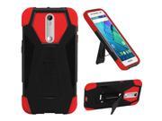 Motorola Moto X Style Pure Edition 3rd Hard Cover and Silicone Protective Case Hybrid Black Red Transformer With Stand