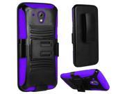 HTC Desire 520 Hard Cover and Silicone Protective Case Hybrid Black Purple Curve Stand w Holster