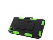 HTC Desire 626 626S Hard Cover and Silicone Protective Case Hybrid Robot Black Green Stand w Holster