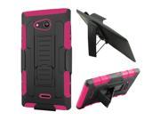 Kyocera Hydro Wave C6740 Hard Cover and Silicone Protective Case Hybrid Robot Black Hot Pink Stand With Holster