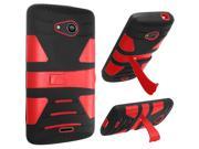 Kyocera Hydro Wave C6740 Hard Cover and Silicone Protective Case Hybrid Triangle Black Red With U Stand
