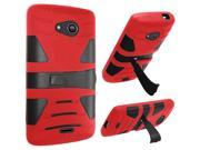 Kyocera Hydro Wave C6740 Hard Cover and Silicone Protective Case Hybrid Triangle Red Black With U Stand