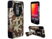 LG G4c Mini Compact H525N Volt 2 LS751 Magna H502G Hard Cover and Silicone Protective Case Hybrid Camouflage Brown Black Transformer With Stand