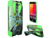 LG G4c Mini Compact H525N Volt 2 LS751 Magna H502G Hard Cover and Silicone Protective Case Hybrid Sublime Flower Neon Green Transformer With Stand