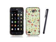 Huawei Tribute 4G LTE Y536A1 Fusion 3 Silicone Case TPU Colorful Flowers on Sea Foam Pattern w Stylus Pen