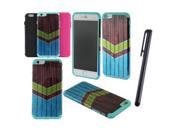 Apple iPhone 6 plus 5.5 inch Hard Cover and Silicone Protective Case Hybrid Green Blue Wood Chevron Teal Black Hot Pink w Stylus Pen