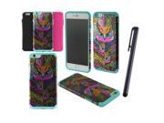 Apple iPhone 6 plus 5.5 inch Hard Cover and Silicone Protective Case Hybrid Colorful Mystical Owl Teal Black Hot Pink w Stylus Pen