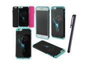 Apple iPhone 6 plus 5.5 inch Hard Cover and Silicone Protective Case Hybrid Deer To Dream Galaxy Cosmo Teal Black Hot Pink w Stylus Pen