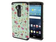 LG G Stylo LS770 G4 Note Hard Cover and Silicone Protective Case Hybrid Colorful Flowers on Sea Foam Pattern Black
