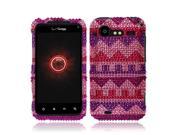HTC Droid Incredible 2 ADR6350 Hard Case Cover Light Pink Dark Purple Aztec With Full Rhinestones