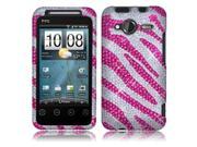 HTC EVO Shift 4G A7373 Hard Case Cover Zebra Hot Pink White w Full Rhinestones