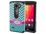 LG Leon C40 H320 H340 Power L22C Destiny L21G Tribute 2 Hard Cover and Silicone Protective Case Hybrid Teal Mint White Happiness Monogram Black
