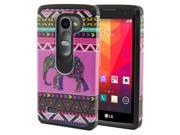 LG Leon C40 H320 H340 Power L22C Destiny L21G Tribute 2 Hard Cover and Silicone Protective Case Hybrid Pink Elephant Aztec Black