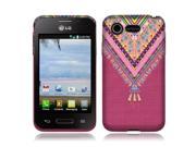 LG Optimus Zone 2 Fuel L34C Silicone Case TPU Pink Aztec Chevron Feather on Pink Fabric