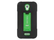 Alcatel OneTouch POP Astro Hard Cover and Silicone Protective Case Hybrid Black Green Dual With Vertical Stand