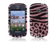 Samsung Galaxy Discover S730G Centura S738C Hard Case Cover Pink Zebra Leopard With Full Rhinestones