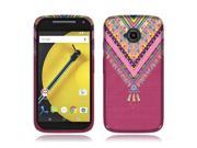 Motorola Moto E LTE 2nd Gen 2015 Silicone Case TPU Pink Aztec Chevron Feather on Pink Fabric