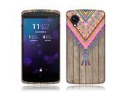 LG Google Nexus 5 D820 Silicone Case TPU Pink Aztec Chevron Feather on Wood