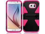 Samsung Galaxy S6 Hard Cover and Silicone Protective Case Hybrid Triad Triangle Black Hot Pink With Stand