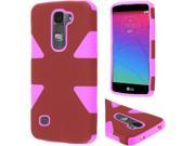 LG Spirit H443 Hard Cover and Silicone Protective Case Hybrid Triangle Marsala Light Pink