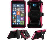 Microsoft Lumia 640 Hard Cover and Silicone Protective Case Hybrid Black Hot Pink Turbo Stand With Holster