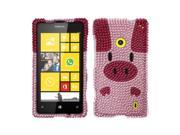 Nokia Lumia 520 Hard Case Cover Pon Pon Pig w Full Bling Stones