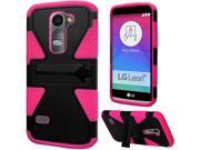 LG Leon C40 Hard Cover and Silicone Protective Case Hybrid Triad Triangle Black Hot Pink With Stand